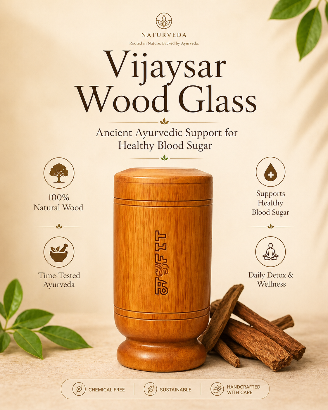 Original Vijaysar wood Sugar Control Glass – Ayurvedic Way to Manage Sugar Levels